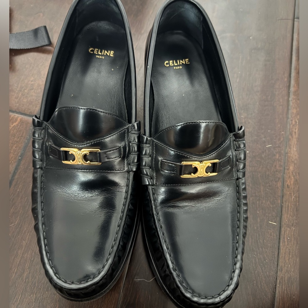 Celine Black Triomphe Loafers - Picture 3 of 9